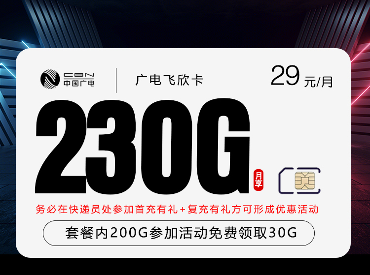广电飞欣卡【首年29元230G】